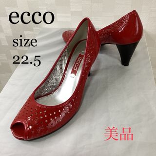 エコー(ECCO)の★美品★　ecco   エコー　エナメルオープントゥパンプス　レッド(ハイヒール/パンプス)