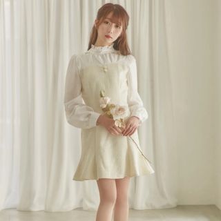 スナイデル(SNIDEL)のロゼミューズ RoseMuse tweed switching mini o/p(ミニワンピース)