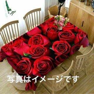 5 テーブルクロス おしゃれ 長方形 バラ 薔薇 赤 テーブルカバー 花模様(その他)