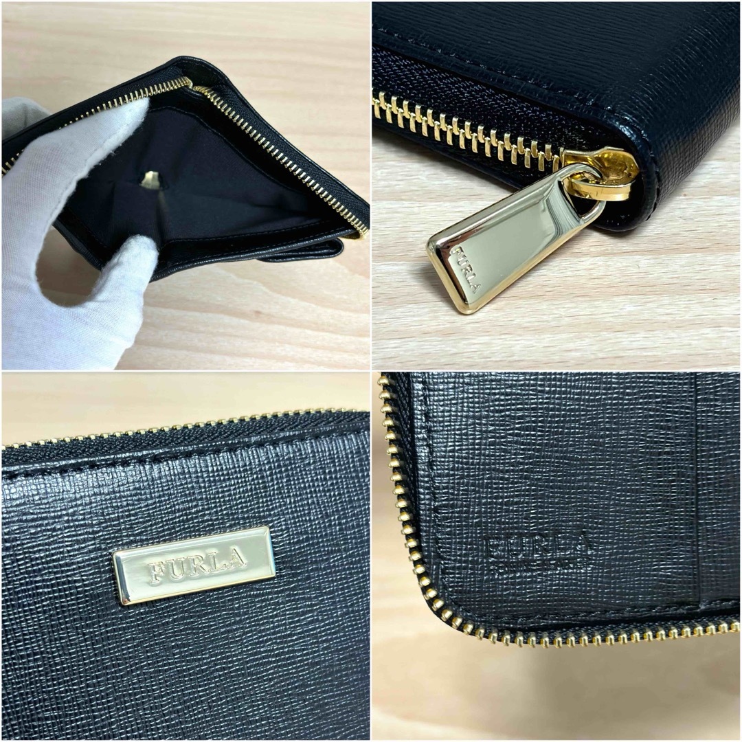 Furla(フルラ)の新品同様✨FURLA フルラ レザー ロゴプレート ラウンドジップ 二つ折り財布 レディースのファッション小物(財布)の商品写真