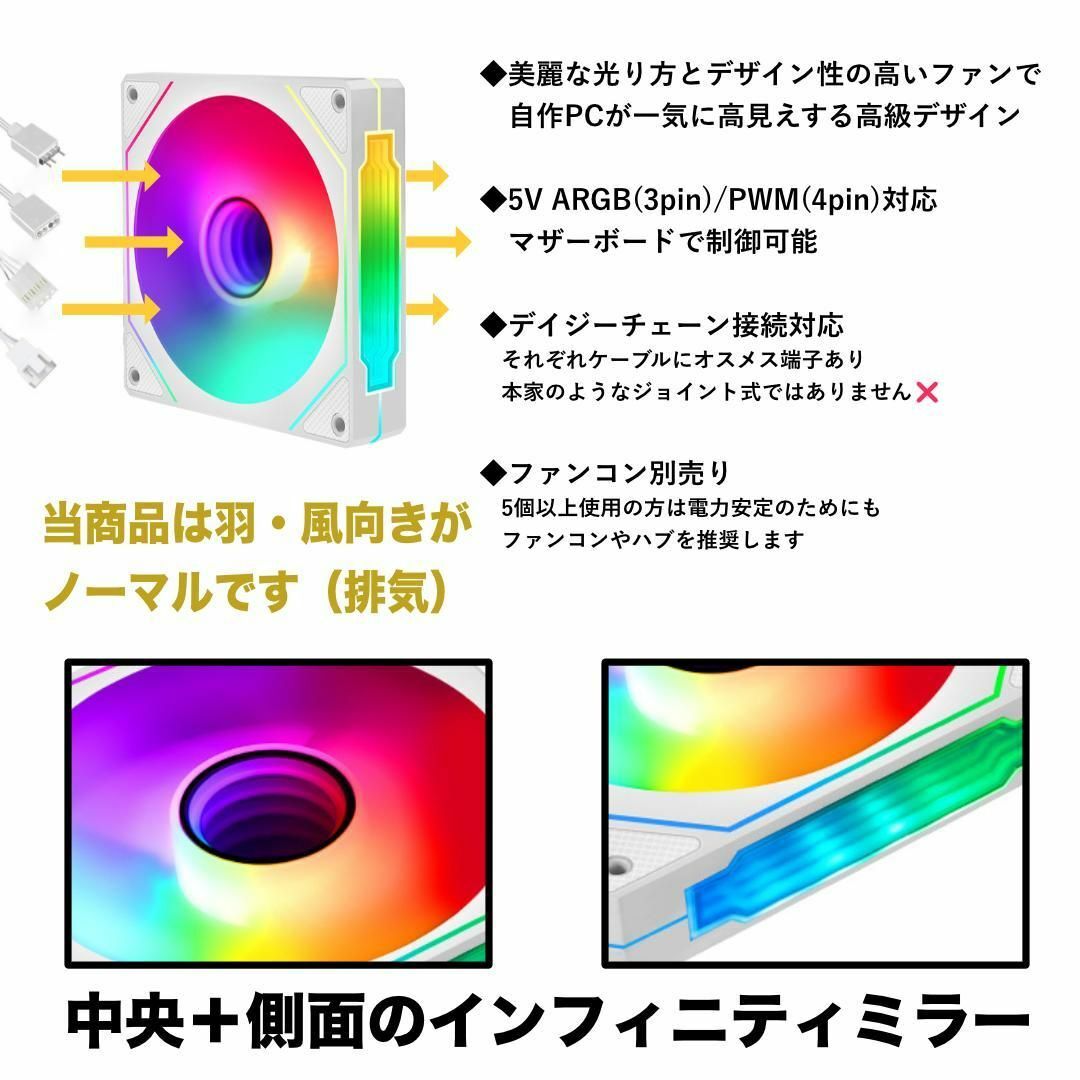 【新品4個/ノーマル】LIAN LI風高級デザイン ケースファン NEO 白 スマホ/家電/カメラのPC/タブレット(PCパーツ)の商品写真