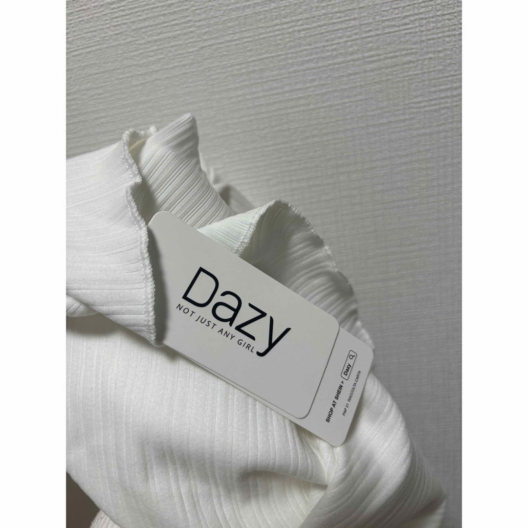 SHEIN(シーイン)の【SHEIN】DAZY リブニットレタストリムTシャツ レディースのトップス(カットソー(長袖/七分))の商品写真