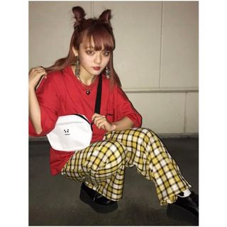 【フォロー割❗️送込❗️】WEGO チェックイージーワイドパンツ イエロー 黄色