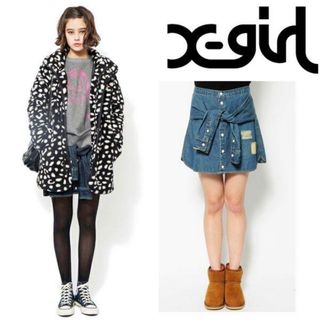 エックスガール(X-girl)の未開封●X-girl デニム スカート repaired denim skirt(ミニスカート)