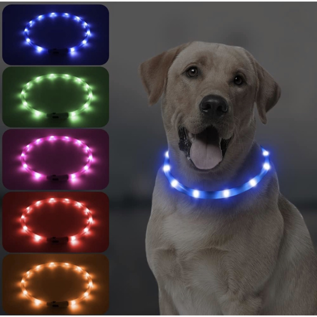 Dolitego 光る犬の首輪 LED 充電式 夜犬の散歩のための犬首輪ライト ハンドメイドのペット(リード/首輪)の商品写真