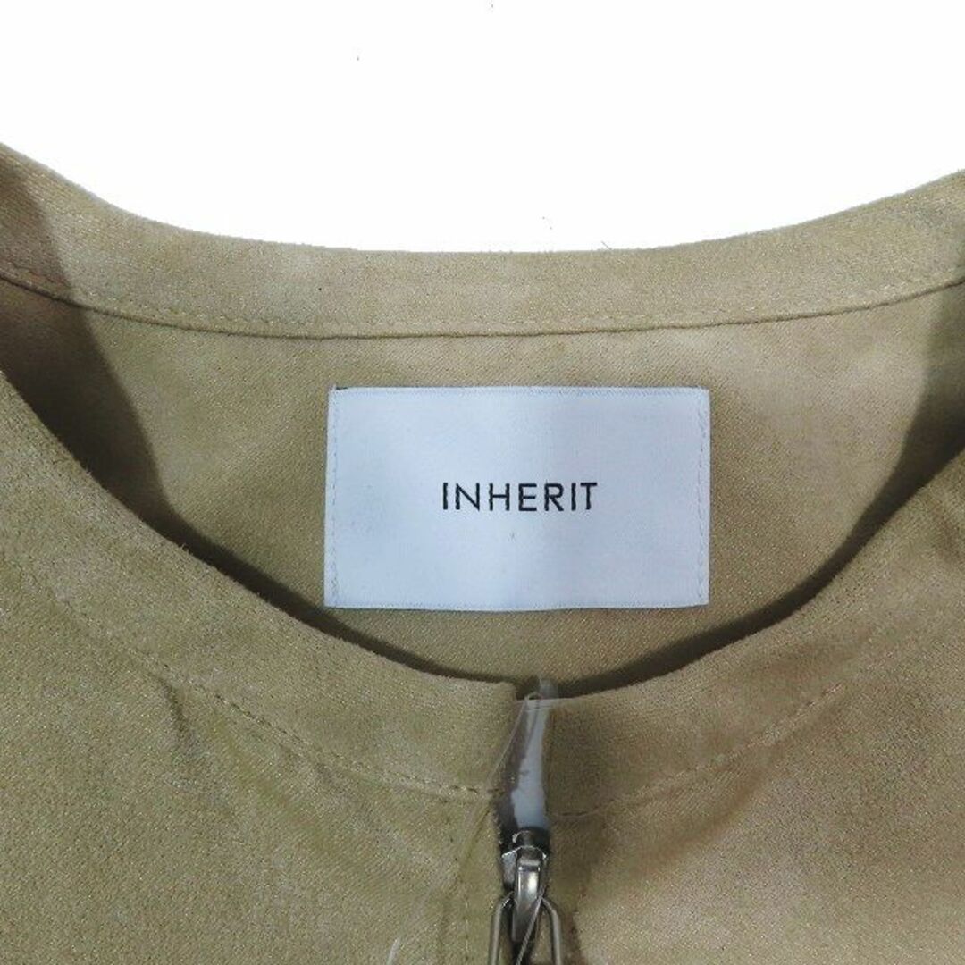 INHERIT フェイクスウェード ノーカラー ライダースジャケット S メンズのジャケット/アウター(ライダースジャケット)の商品写真