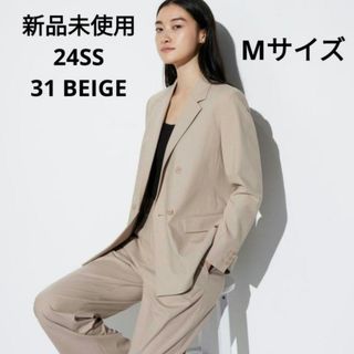 ユニクロ(UNIQLO)の新品未使用 ユニクロ 24SS ダブルジャケット ベージュ Mサイズ(テーラードジャケット)