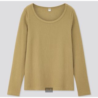 ユニクロ(UNIQLO)の【ユニクロ】リブラウンドネックT(長袖) グリーン(Tシャツ(長袖/七分))