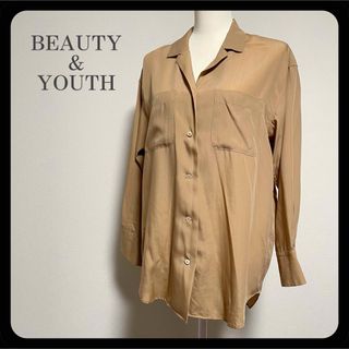 ビューティアンドユースユナイテッドアローズ(BEAUTY&YOUTH UNITED ARROWS)の【美品】BEAUTY & YOUTH 長袖 開襟シャツ ブラウス ベージュ (シャツ/ブラウス(長袖/七分))