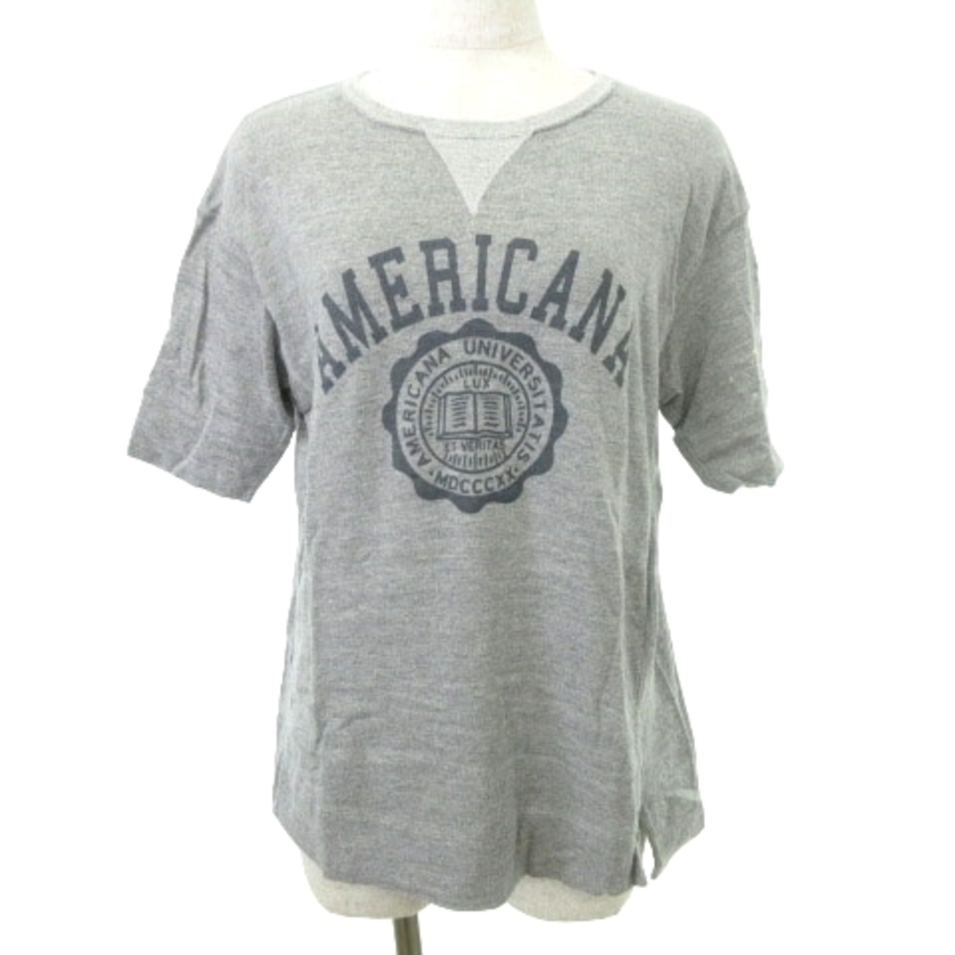 AMERICANA(アメリカーナ)のアメリカーナ ロゴ 半袖 Tシャツ サイドスリット 30 約S グレー ■052 レディースのトップス(Tシャツ(半袖/袖なし))の商品写真