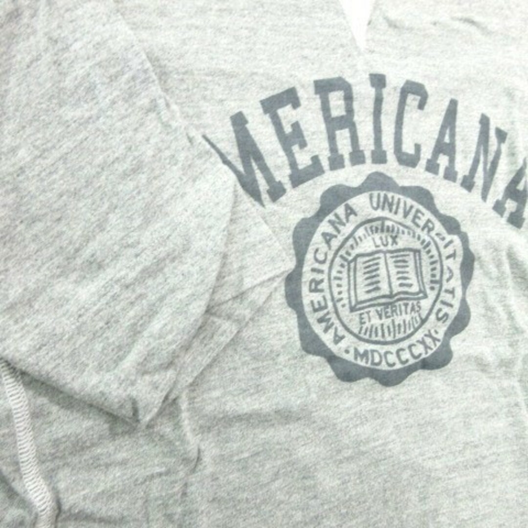 AMERICANA(アメリカーナ)のアメリカーナ ロゴ 半袖 Tシャツ サイドスリット 30 約S グレー ■052 レディースのトップス(Tシャツ(半袖/袖なし))の商品写真