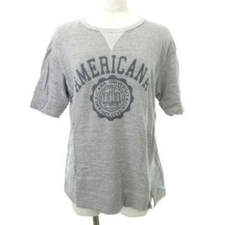 アメリカーナ(AMERICANA)のアメリカーナ ロゴ 半袖 Tシャツ サイドスリット 30 約S グレー ■052(Tシャツ(半袖/袖なし))