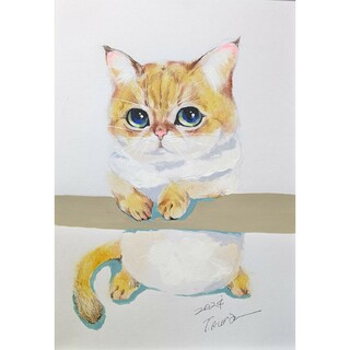 猫ちゃん　原画　絵画　イラスト　猫　ペット　現代アート(絵画/タペストリー)