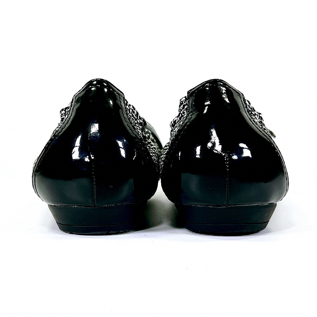 MOONSTAR (ムーンスター)の【新品未使用】moonstar ベルト ラメ パンプス 黒白 23.5 タグ付き レディースの靴/シューズ(ハイヒール/パンプス)の商品写真