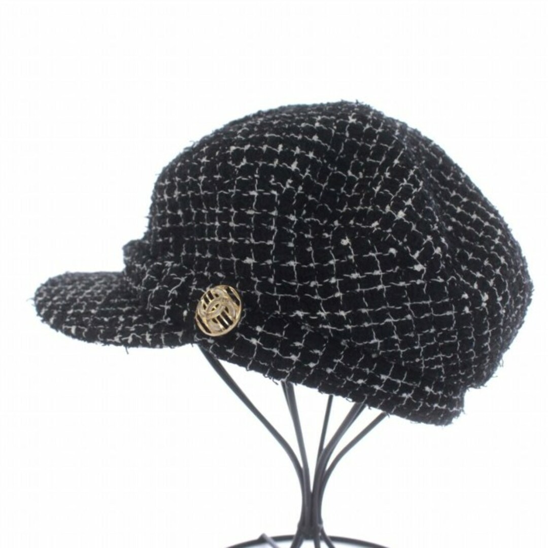 CHANEL(シャネル)のシャネル ココマーク ツイード キャスケット キャップ 帽子 M 黒 ブラック レディースの帽子(キャスケット)の商品写真