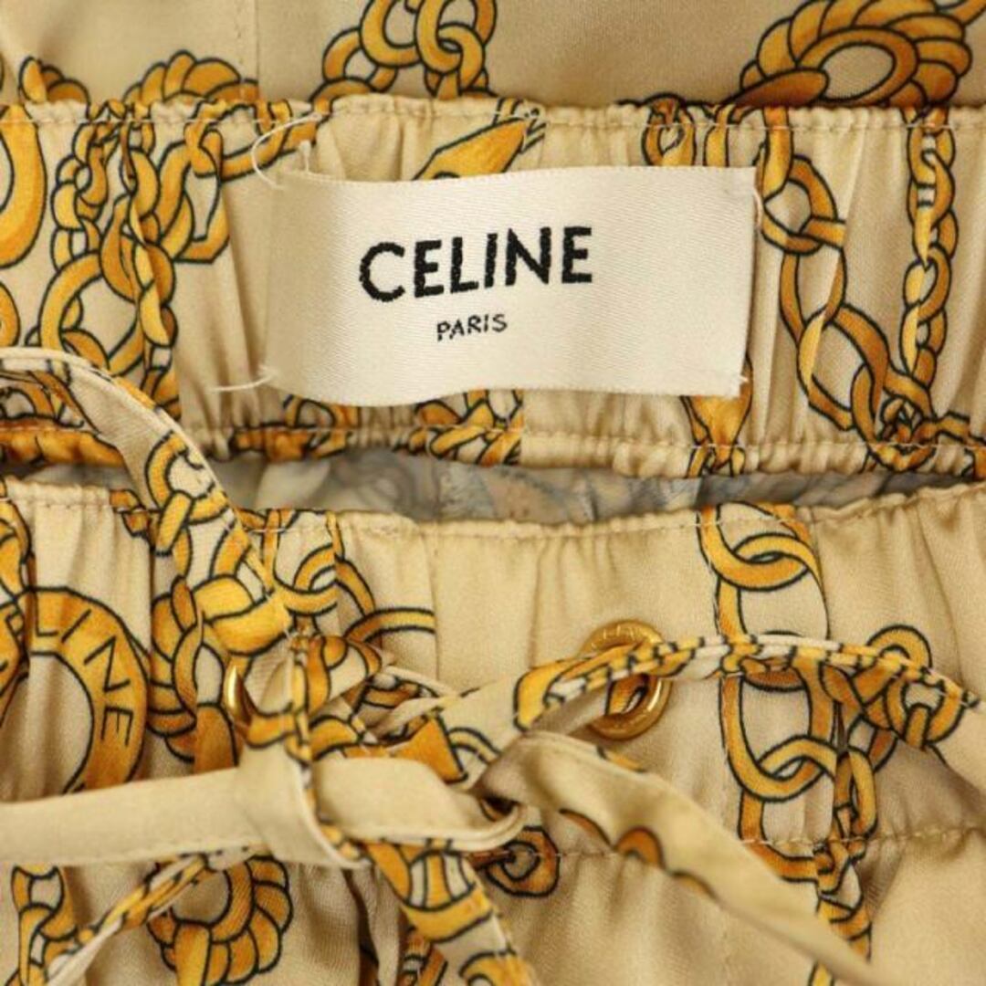 celine(セリーヌ)のCELINE チェーン柄 プリントサテン ジョガーパンツ 36 ベージュ レディースのパンツ(その他)の商品写真