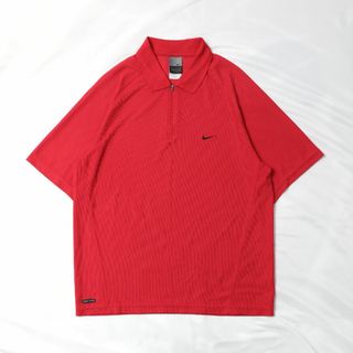 ナイキ(NIKE)のNIKE｜DRY FIT｜ポロシャツ｜ZIP｜赤｜Lサイズ(ポロシャツ)