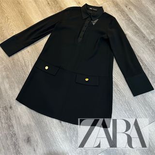 ザラ(ZARA)のZARA  袖シアー　ワンピース　新品未使用　タグ付き(ひざ丈ワンピース)