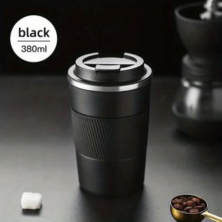 ブラック　タンブラー　ステンレス　蓋付き　保温保冷　マグボトル　コーヒーカップ(タンブラー)