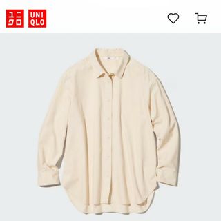 ユニクロ(UNIQLO)のユニクロ コーデュロイシャツ（長袖）オフホワイト　S(シャツ/ブラウス(長袖/七分))