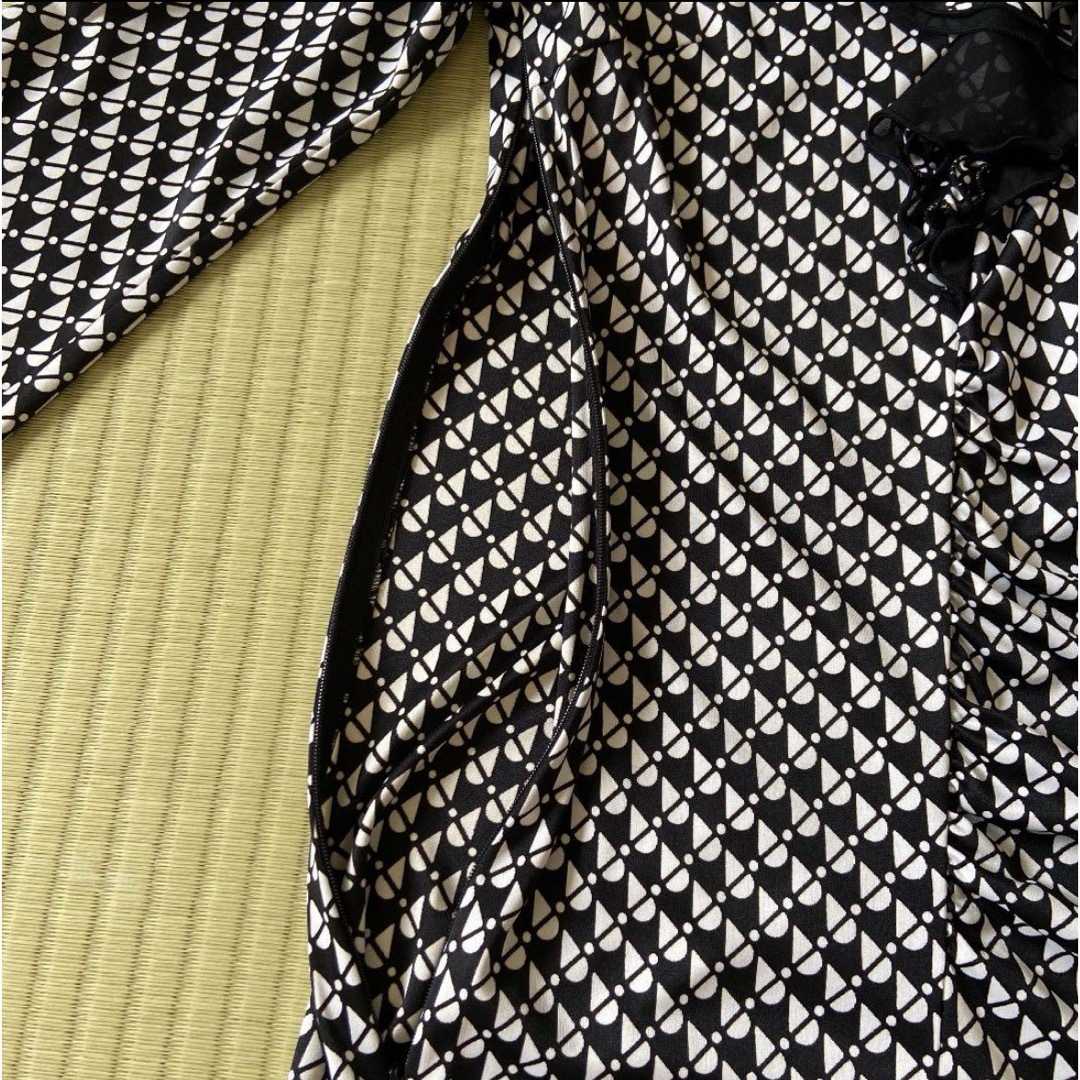 フリル襟五分袖ロングワンピース レディースのワンピース(ロングワンピース/マキシワンピース)の商品写真