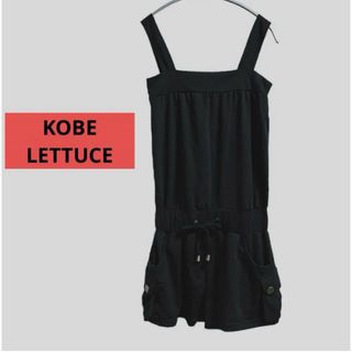 神戸レタス - KOBE LETTUCE 神戸レタス　サロペット　ショート丈　ブラック　黒　夏