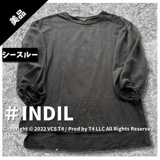 INDIVI - 【美品】 INDIVI トップス 七分 M ブラック シースルー ✓2712