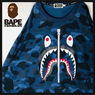 A BATHING APE - 【人気デザイン】アベイシングエイプ シャークロゴ サルカモ ロンT XLサイズ