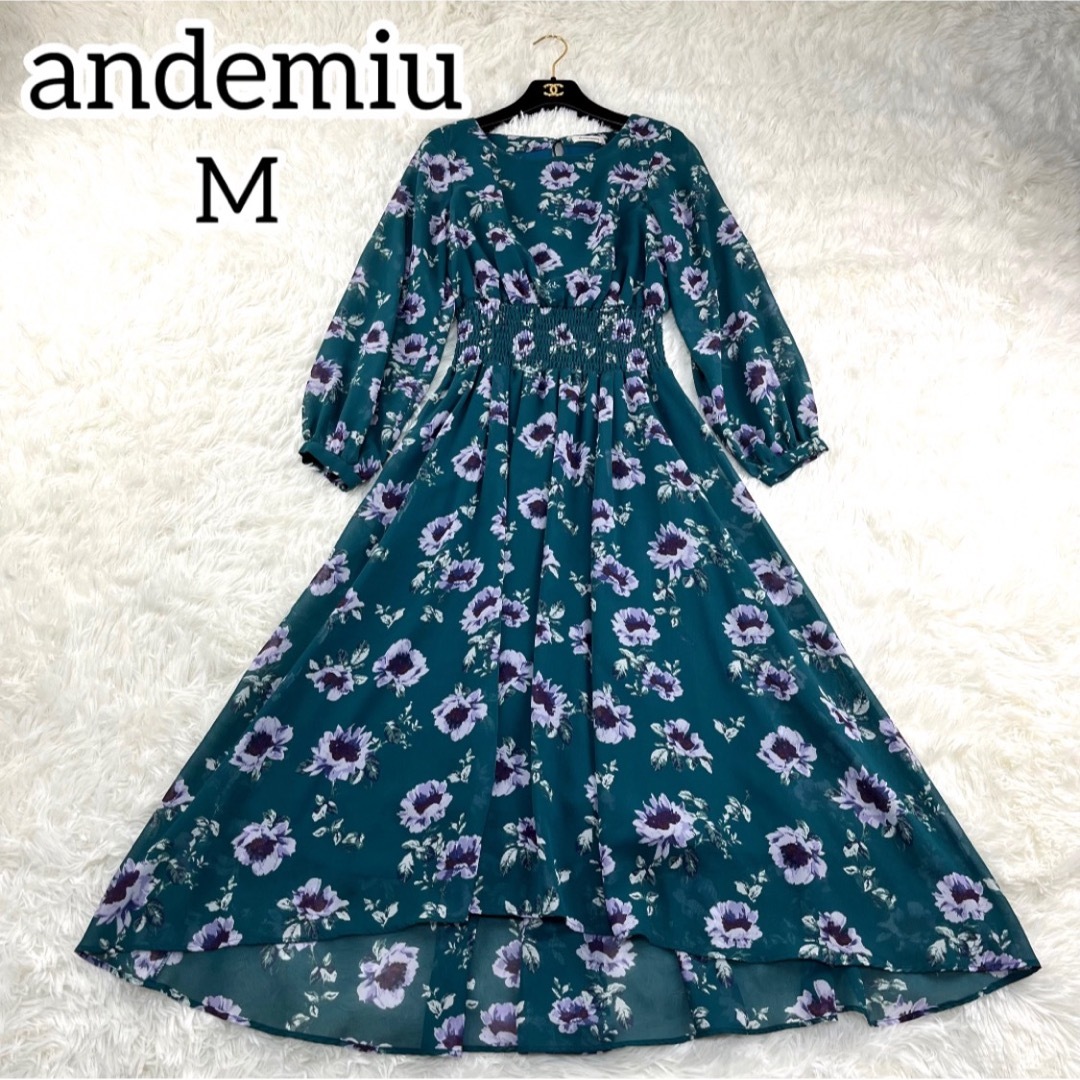 Andemiu(アンデミュウ)の未使用級✨アンデミュウ　フラワーシャーリリング　ロングワンピース　花柄　Aライン レディースのワンピース(ロングワンピース/マキシワンピース)の商品写真