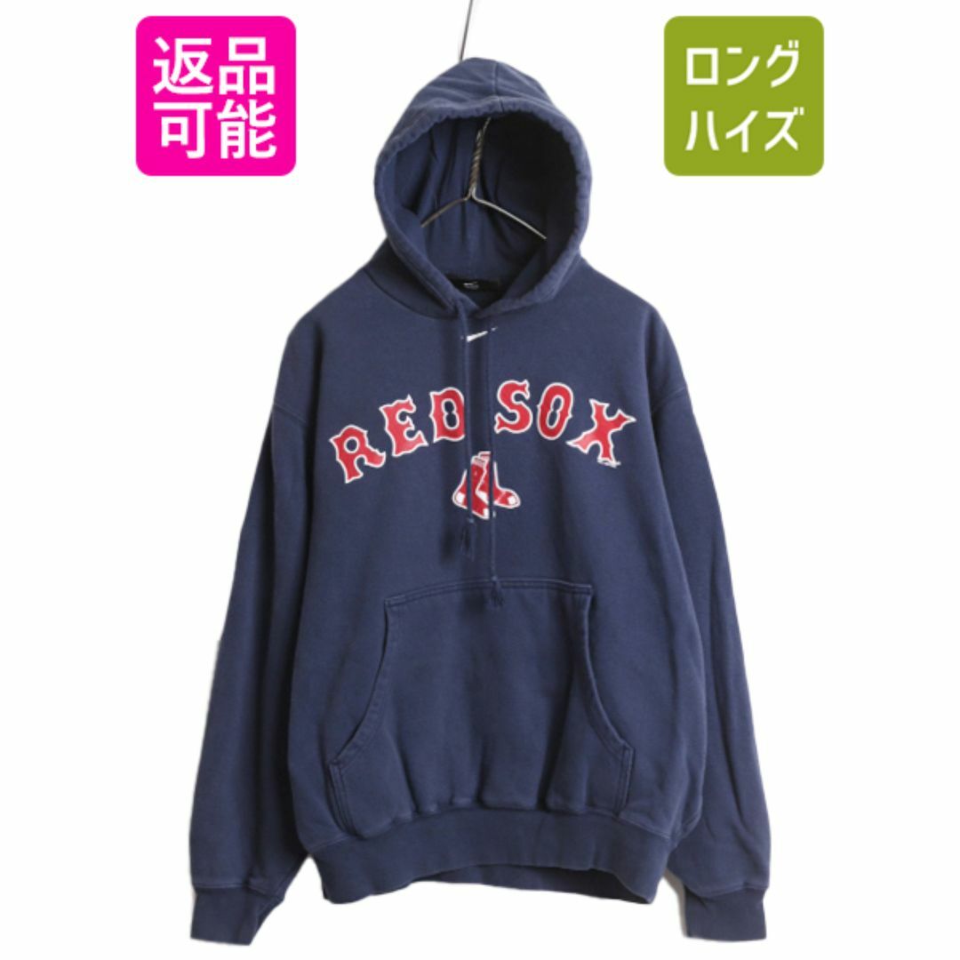 NIKE(ナイキ)のMLB オフシャル ナイキ レッドソックス スウェット フード パーカー メンズ M / NIKE センター スモール スウォッシュ 大リーグ 裏起毛 紺 メンズのトップス(パーカー)の商品写真