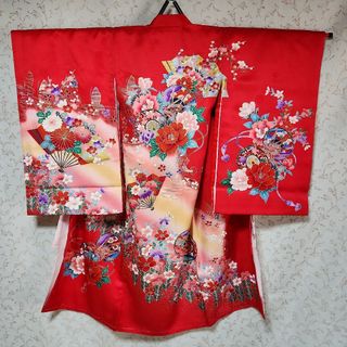 #4-374  (未使用品) 正絹  女児  お宮参り  祝着  きもの　難あり(お宮参り用品)