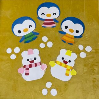 壁面　保育士　手作り　ハンドメイド　雪だるま　ペンギン(その他)