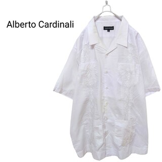 【Alberto Cardinali】刺繍入り 開襟キューバシャツ A-1811(シャツ)