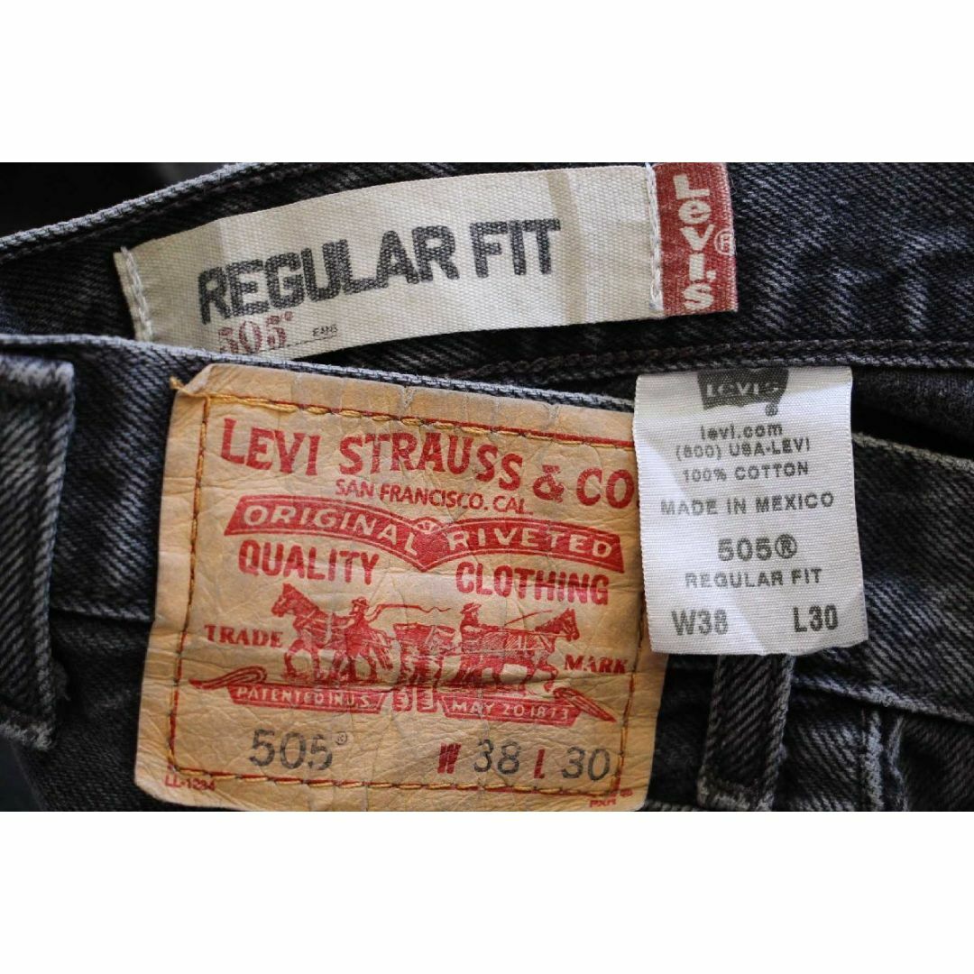 Levi's(リーバイス)の00s メキシコ製 Levi'sリーバイス 505 ダメージ ブラック デニムパンツ w38 L30★SDP2502 オールド ジーンズ ストレート ビッグサイズ メンズのパンツ(デニム/ジーンズ)の商品写真