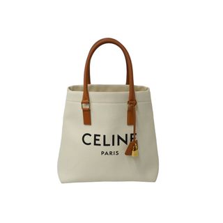 セリーヌ(celine)の極美品 CELINE セリーヌ ホリゾンタル カバ トートバッグ キャンバス レザー ホワイト ブラウン ゴールド金具 中古 61958(トートバッグ)