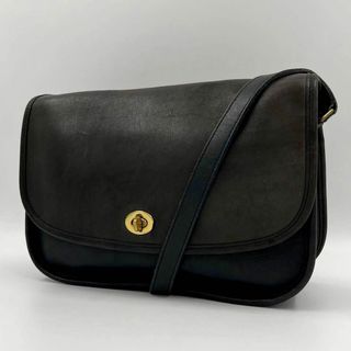 コーチ(COACH)の【ヴィンテージ】オールドコーチ　coach ターンロック　肉厚レザー　上質　黒系(ショルダーバッグ)