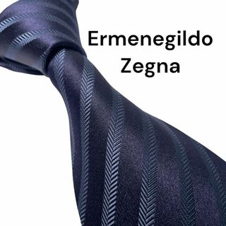 エルメネジルドゼニア(Ermenegildo Zegna)の726.Ermenegildo Zegnaネクタイ ストライプ柄  ネイビー(ネクタイ)