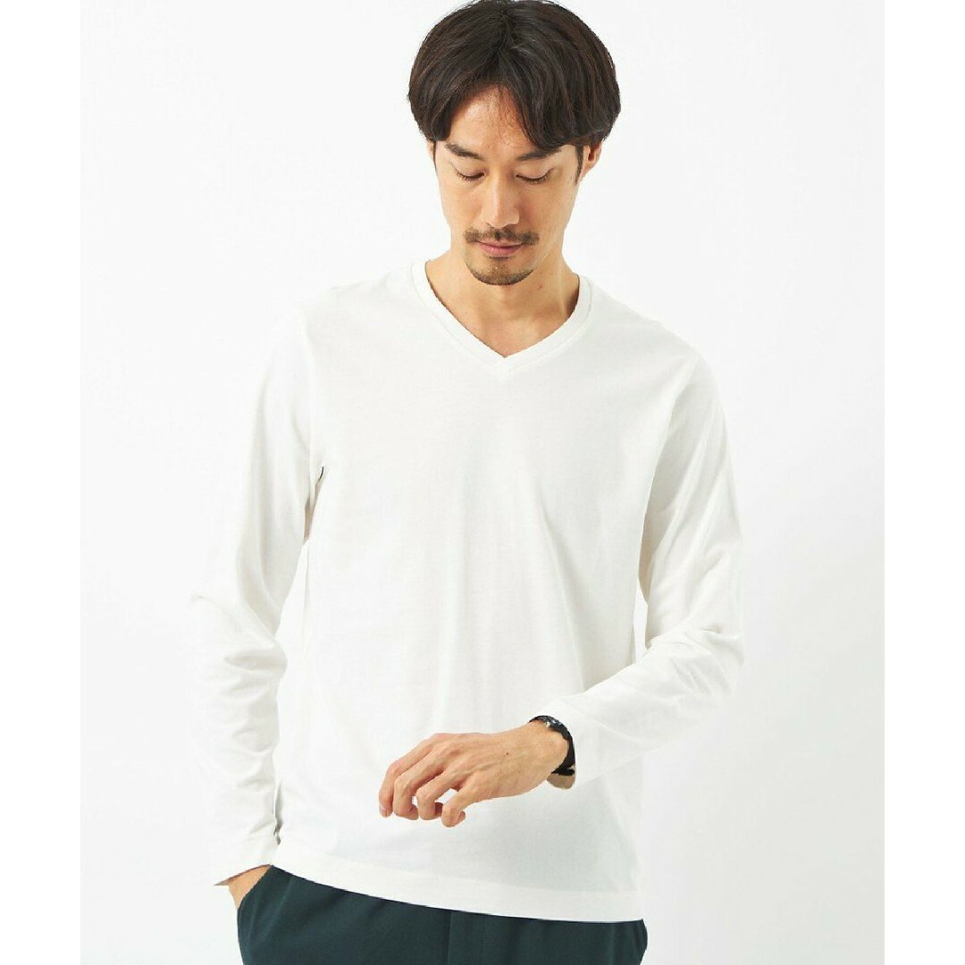 UNITED ARROWS green label relaxing(ユナイテッドアローズグリーンレーベルリラクシング)のオーガニックスリークVネックカットソー　green label relaxing メンズのトップス(Tシャツ/カットソー(七分/長袖))の商品写真