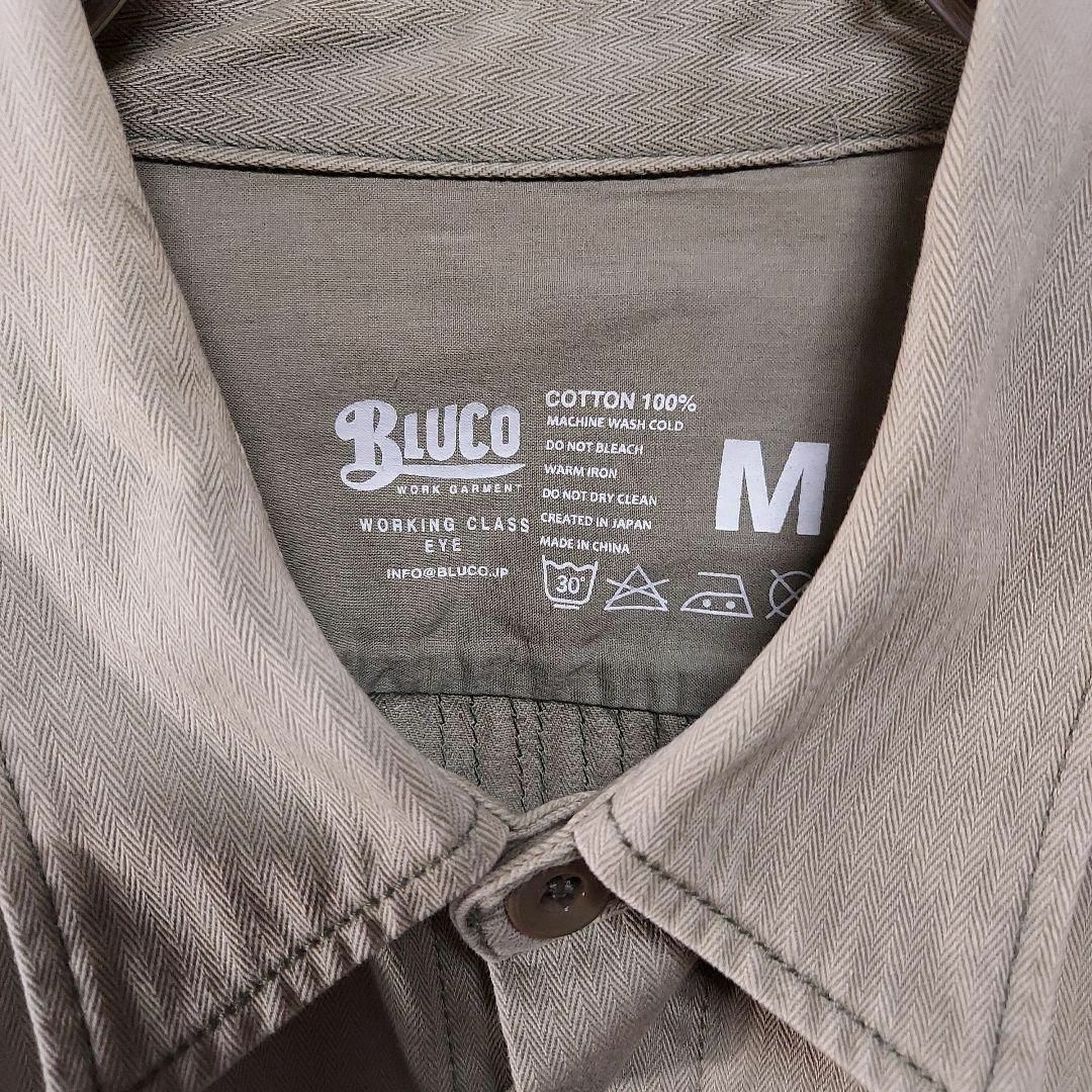 BLUCO(ブルコ)のbluco　ワークシャツ　グリーン　刺繍　ロゴ　M　古着 メンズのトップス(シャツ)の商品写真