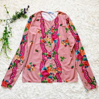 Blumarine - 【美品】ブルマリン  高級フラワーカーディガン　花柄　フリル　イタリア製