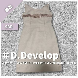 【美品】 D.Develop ひざ丈ワンピース M ピンク リボン ✓2452(ひざ丈ワンピース)