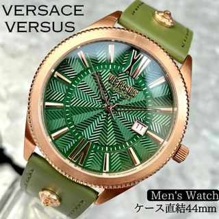 VERSACE - 新品 ヴェルサス ヴェルサーチ メンズ腕時計ゴールド ネイビー レザーベルト人気