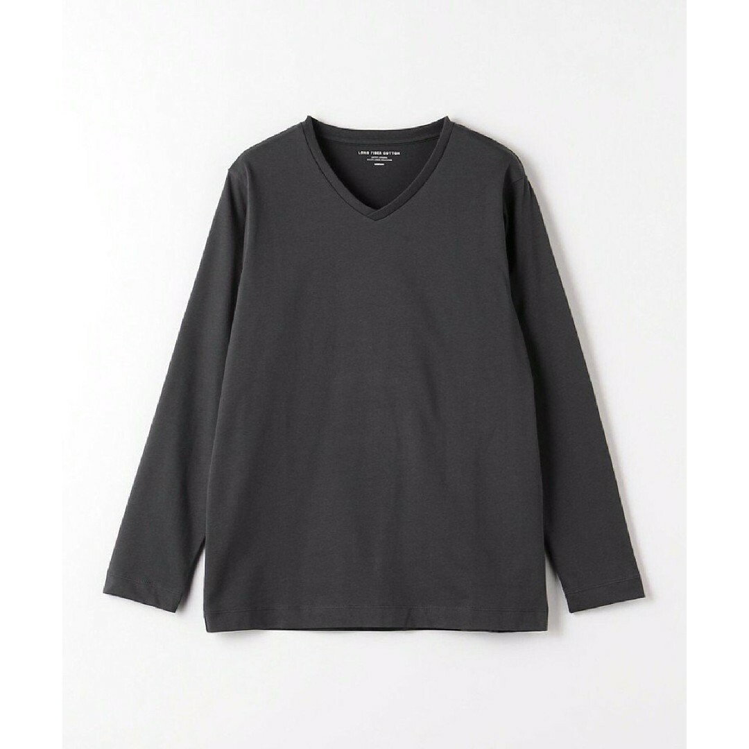 UNITED ARROWS green label relaxing(ユナイテッドアローズグリーンレーベルリラクシング)のスパニッシュピマミックスVネックカットソー　ダークグレー メンズのトップス(Tシャツ/カットソー(七分/長袖))の商品写真