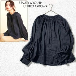 ビューティアンドユースユナイテッドアローズ(BEAUTY&YOUTH UNITED ARROWS)の【美品】ビューティ＆ユース ユナイテッドアローズ リネン混 ギャザーブラウス(シャツ/ブラウス(長袖/七分))