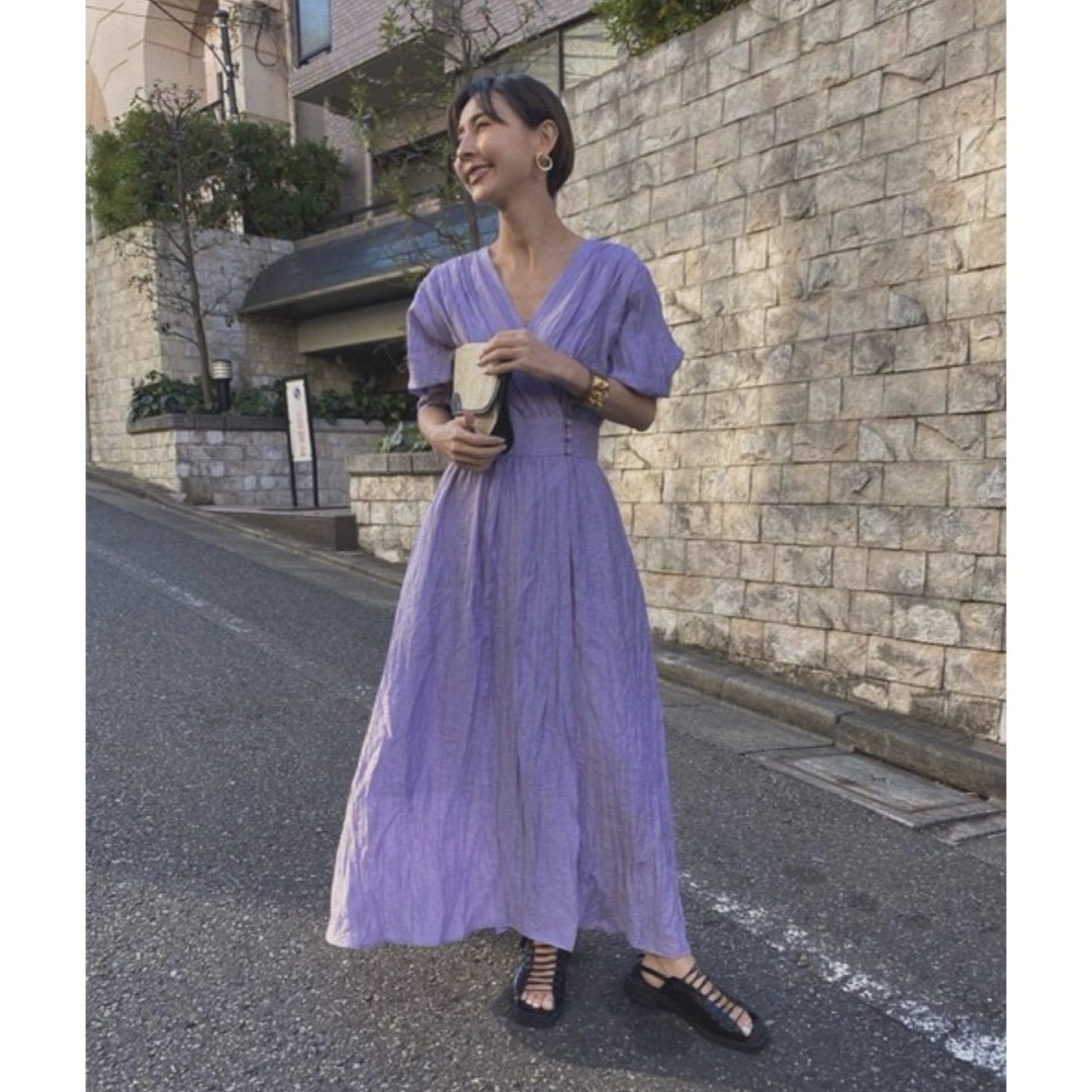 Ameri VINTAGE(アメリヴィンテージ)のAMERI 紫 CACHE COEUR DRESS ワンピース ロングワンピース レディースのワンピース(ロングワンピース/マキシワンピース)の商品写真