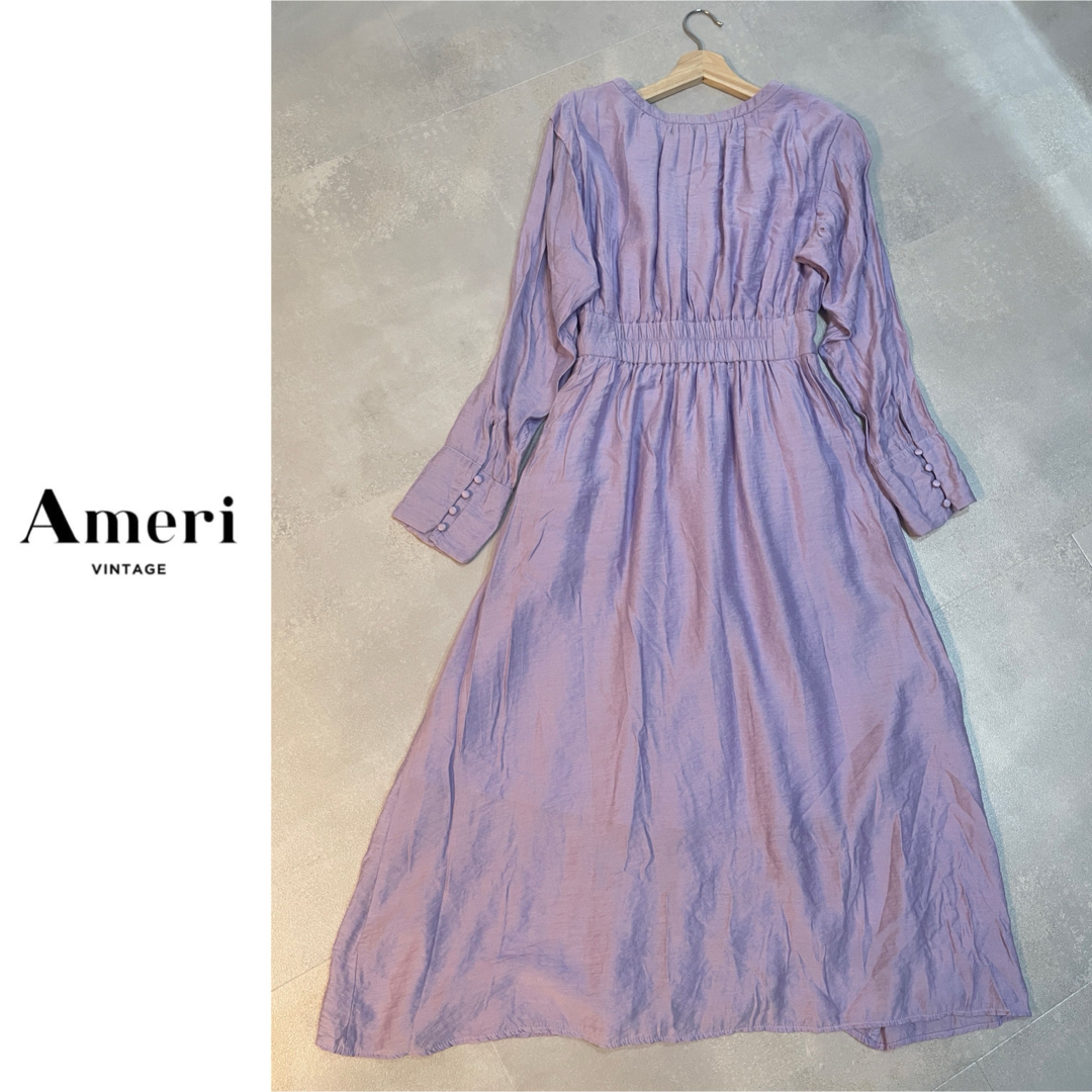 Ameri VINTAGE(アメリヴィンテージ)のAMERI 紫 CACHE COEUR DRESS ワンピース ロングワンピース レディースのワンピース(ロングワンピース/マキシワンピース)の商品写真