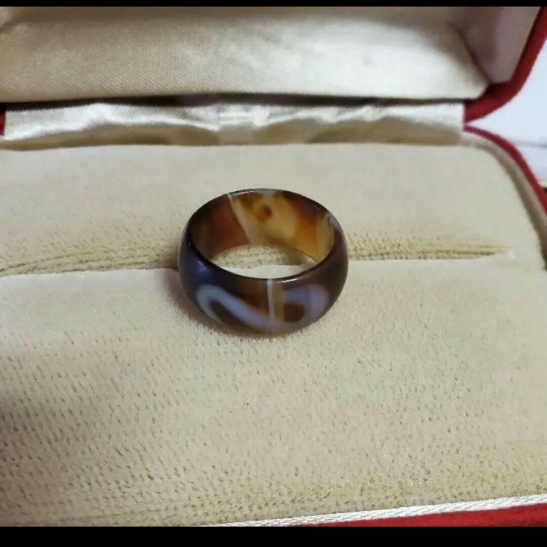 西蔵天珠 2眼+線珠 指輪 レディースのアクセサリー(リング(指輪))の商品写真