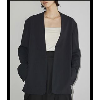 トゥデイフル(TODAYFUL)のtodayful Collarless Twill JK ブラック(ノーカラージャケット)