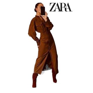 ザラ(ZARA)の美シルエット【ZARA】シャツワンピース(ロングワンピース/マキシワンピース)