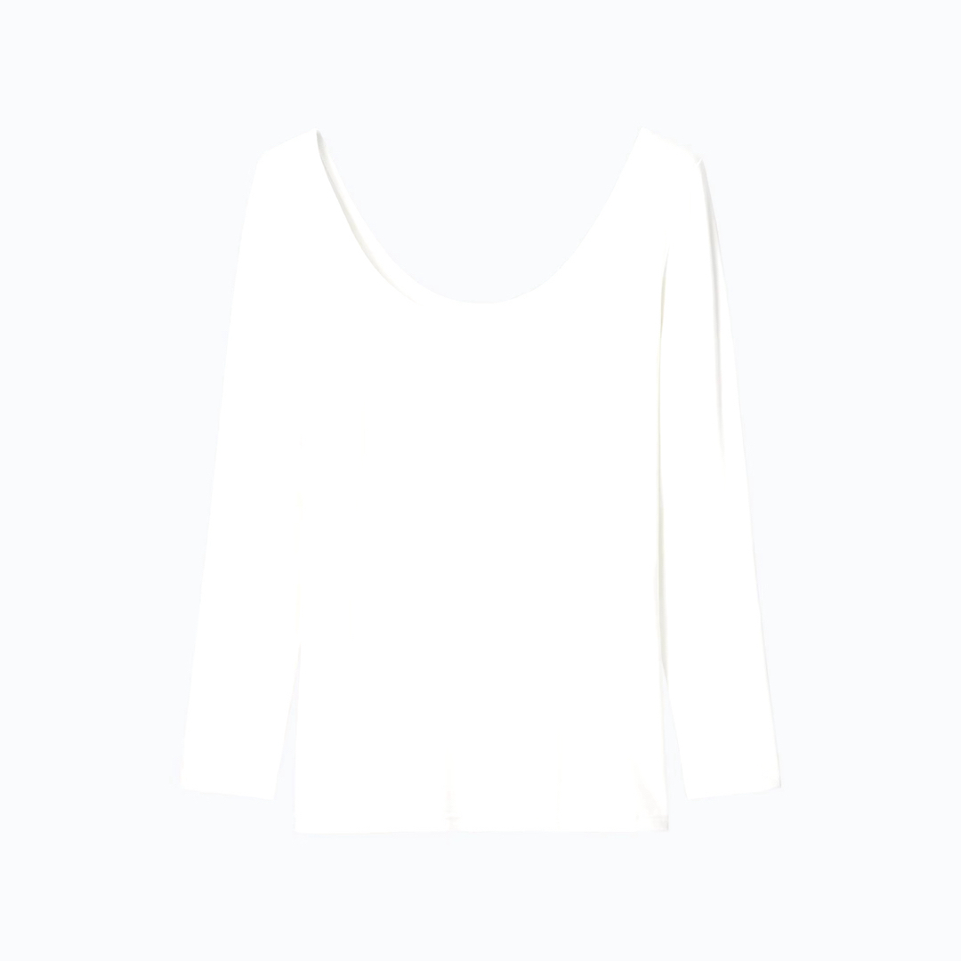 UNIQLO(ユニクロ)のUNIQLO ヒートテックバレエネックT（8分袖） 00 WHITE Mサイズ レディースの下着/アンダーウェア(アンダーシャツ/防寒インナー)の商品写真